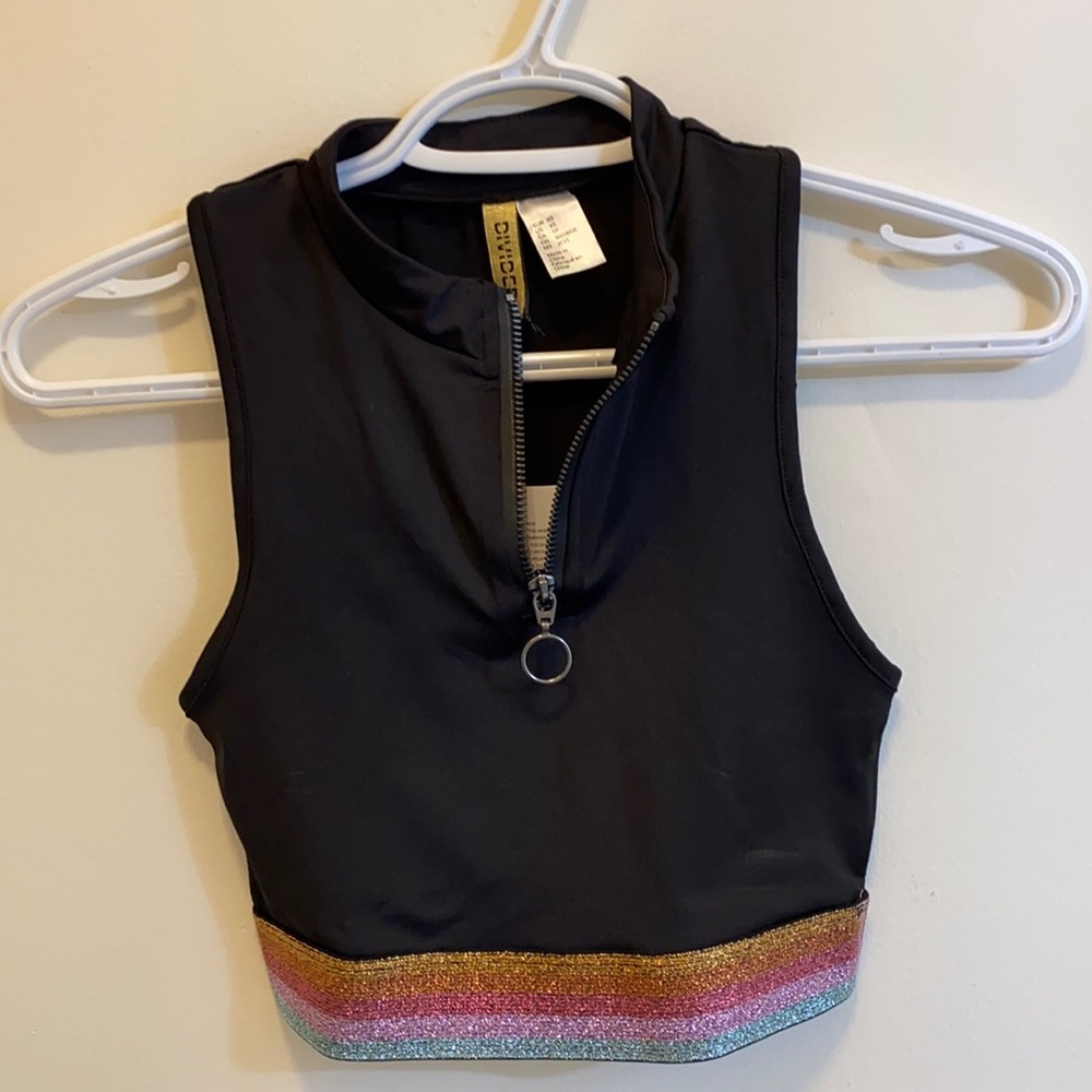NEW zip up tank top with rainbow bottom